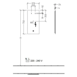 Villeroy & Boch More To See Lite Rectangle LED Bathroom Mirror 370 X 750mm - Modern Bathroom Accessory -Bathroom Sales Shop VB MORE TO SEE 370x750 RECTANGLE TECH