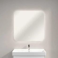 Villeroy & Boch More To See Lite Curved LED Bathroom Mirror 800 X 800mm - Modern Illuminated Mirror for Stylish Bathrooms -Bathroom Sales Shop VB MORE TO SEE LITE 800x800 CURVED 3