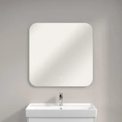 Villeroy & Boch More To See Lite Curved LED Bathroom Mirror 800 X 800mm - Modern Illuminated Mirror for Stylish Bathrooms -Bathroom Sales Shop VB MORE TO SEE LITE 800x800 CURVED 4