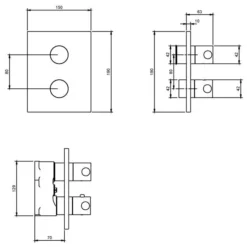 Villeroy & Boch Complete Verve Shower Set with Riser Rail Square Chrome | Premium Concealed Shower Valve Kit -Bathroom Sales Shop VB UNIVERSAL DUAL OUTLET CONCEALED TECH 2