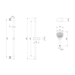 Villeroy & Boch Complete Verve Shower Set with Riser Rail Square Chrome | Premium Concealed Shower Valve Kit -Bathroom Sales Shop VB VERVE SLIDERAIL SET TECH