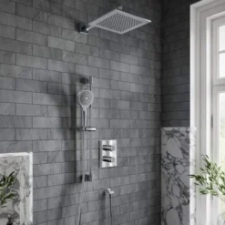 Villeroy & Boch Complete Verve Shower Set with Riser Rail Square Chrome | Premium Concealed Shower Valve Kit