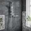 Villeroy & Boch Thermostatic Exposed Shower Set With Riser Rail Round Chrome - Premium Shower Valve