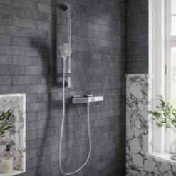 Villeroy & Boch Square Verve Thermostatic Exposed Shower Set with Riser Rail - Chrome