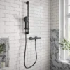 Villeroy & Boch Round Matt Black Thermostatic Exposed Shower Set with Riser Rail -Bathroom Sales Shop VBSSPACK9 Black