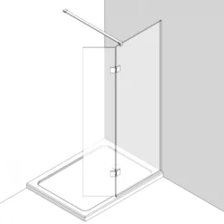 ABACUS Walk In Shower Screen 900mm with Matt Black Hinged Return 350mm - Premium Shower Enclosure -Bathroom Sales Shop VEGM 202 1109 IMAGE 2 4