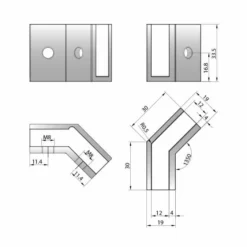ABACUS Vessini X Series 45 Degree Jointing Clamp Chrome - Wet Room Shower Screen Accessory -Bathroom Sales Shop VEGX 82 0315 TECH rd