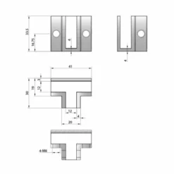 Abacus Vessini X Series T Piece Glass Jointing Clamp - Premium Wet Room & Shower Screen Support -Bathroom Sales Shop VEGX 82 0320 TECH rd