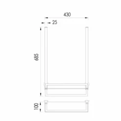 ABACUS Vessini X Series Wetroom Glass Towel Hanging Bar with Glass Shelf - Modern Bathroom Accessory -Bathroom Sales Shop VEGX 90 0310 TECH rd