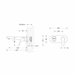 ABACUS Orta Wall Mounted Single Lever Basin Mixer Tap - Modern & Sleek Design -Bathroom Sales Shop VETS 15 1120 TECH rd