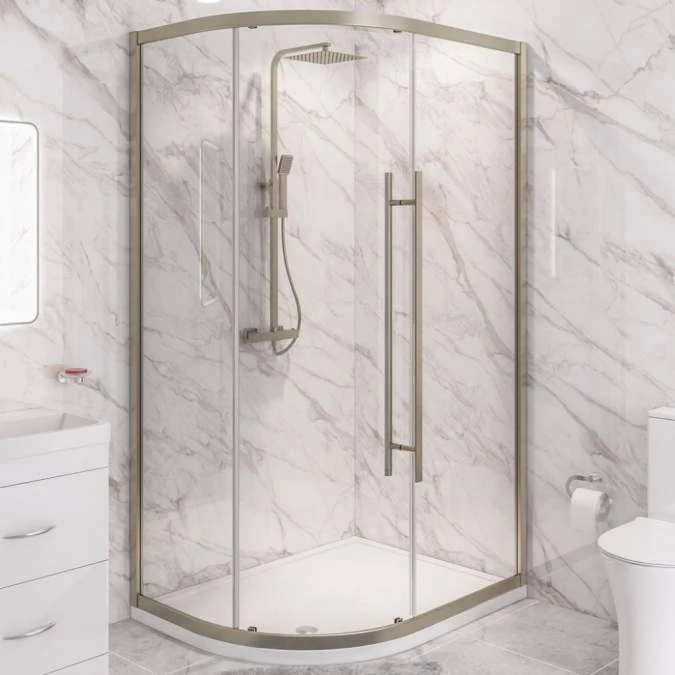 Vantage 2000 Brushed Brass Offset Quadrant Shower Enclosure 1100 X 800mm - Premium Shower Doors