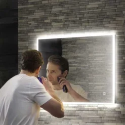 HIB Vega 80 LED Bathroom Mirror with Charging Socket - 600 X 800 mm - Modern Illuminated Mirror