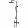 Vema Matt Black Thermostatic Shower Column with Fixed Head & Riser | Modern Rigid Riser Shower Kit -Bathroom Sales Shop Vema Black 2