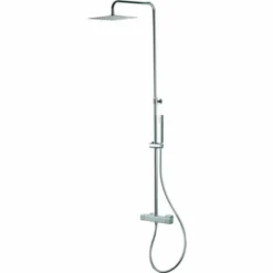 Vema Thermostatic Square Bar Valve with Fixed Head & Riser - Chrome - Bar Mixer Shower Valve