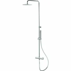 Vema Thermostatic Round Bar Valve with Fixed Head & Riser - Chrome | High-Quality Shower Kit
