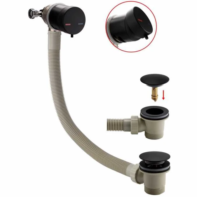 Matt Black Overflow Bath Filler Tap - Sleek Modern Design | Bath Wastes & Taps 3 Matt Black Overflow Bath Filler Tap - Sleek Modern Design | Bath Wastes & Taps