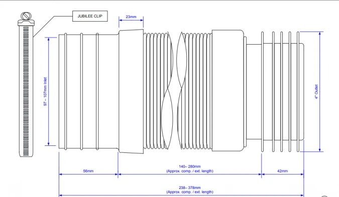 McAlpine White Back To Wall Flexible WC Connector With Jubilee Clip - WC-F21R | Plumbing Fitting 4 McAlpine White Back To Wall Flexible WC Connector With Jubilee Clip - WC-F21R | Plumbing Fitting - Image 2