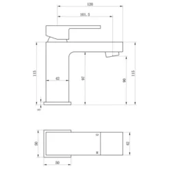 Watervale Mono Basin Mixer With Click Clack - Modern Bathroom Tap | UK Design -Bathroom Sales Shop Watervale basin mixer tech 1