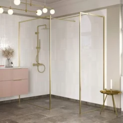 Supreme Brushed Brass Wetroom Panel - 1000mm | Premium Walk-In Shower Enclosure -Bathroom Sales Shop Wetroom Brushed Brass End Panel 2