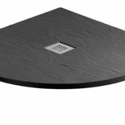MX Minerals 1000 X 1000mm Jet Black Slate Effect Quadrant Shower Tray - Premium Quality