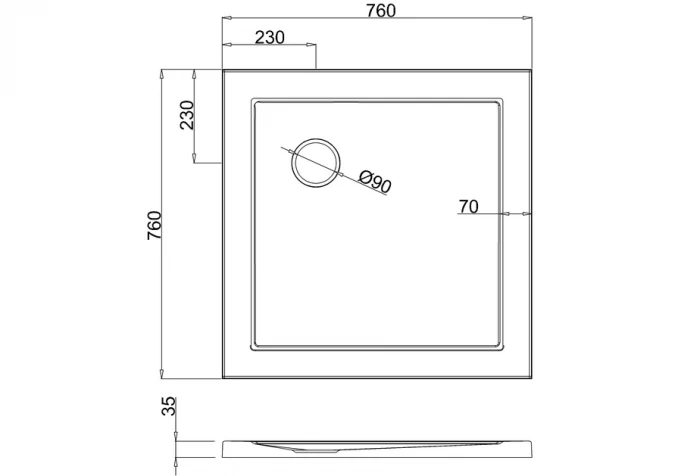 Zamori Square 760 X 760mm Shower Tray - Z1159 | Premium Square Shower Tray 4 Zamori Square 760 X 760mm Shower Tray - Z1159 | Premium Square Shower Tray - Image 2
