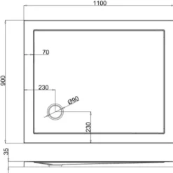Zamori Rectangle Shower Tray 1100 x 900mm with Corner Waste - Durable & Stylish Bathroom Solution - Z1172 -Bathroom Sales Shop Z1172 technical specification