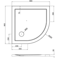 Zamori Anti-Slip Quadrant Shower Tray 900x900mm - Premium Z1193A 11 Zamori Anti-Slip Quadrant Shower Tray 900x900mm - Premium Z1193A -Bathroom Sales Shop Z1193A tech