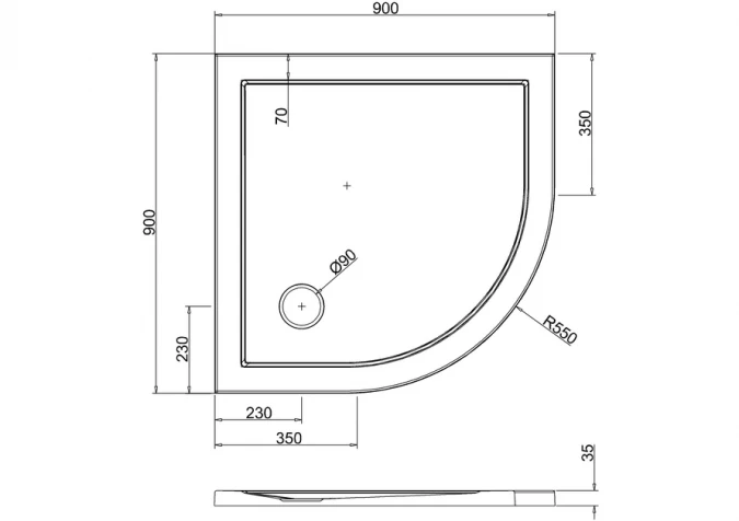 Zamori Anti-Slip Quadrant Shower Tray 900x900mm - Premium Z1193A 7 Zamori Anti-Slip Quadrant Shower Tray 900x900mm - Premium Z1193A - Image 5