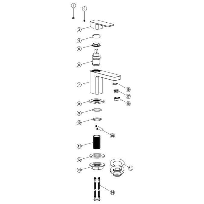 Alabio Basin Mixer with Click-Clack Waste - Modern Bathroom Tap 4 Alabio Basin Mixer with Click-Clack Waste - Modern Bathroom Tap - Image 2
