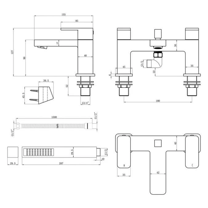 Alabio Bath/Shower Mixer with Bracket - Chrome Finish, Easy Installation, Water-Efficient 5 Alabio Bath/Shower Mixer with Bracket - Chrome Finish, Easy Installation, Water-Efficient - Image 3