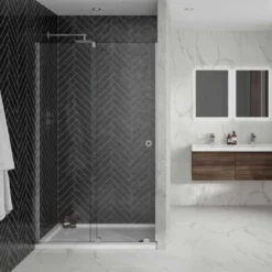 Rolla 8 1100mm Recess Frameless Sliding Shower Door - Premium Quality Bathroom Upgrade -Bathroom Sales Shop aquadart rolla8 recess glass 2