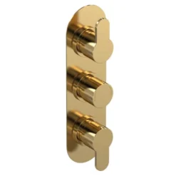 Arvan Brushed Brass Triple Concealed Shower Valve (Low Pressure) - Two Outlets - Nuie | Concealed Shower Valves