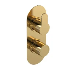 Arvan Brushed Brass Twin Concealed Shower Valve - Single Outlet - Medium Pressure | Nuie
