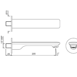 Jaquar Laguna Matt Black Bath Spout - Wall Mounted Tap -Bathroom Sales Shop bath spout tech 2