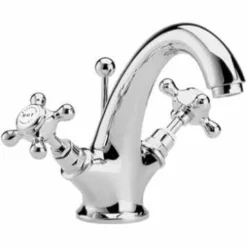 Bayswater Monobloc Hex Basin Mixer Taps - White/Chrome | Traditional Style Taps