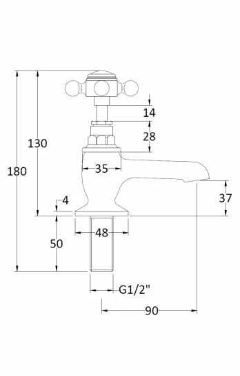 Bayswater Crosshead Hex Basin Pillar Taps - White/Chrome | Traditional Style Tap 4 Bayswater Crosshead Hex Basin Pillar Taps - White/Chrome | Traditional Style Tap - Image 2