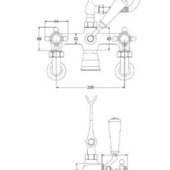 Bayswater Hex Wall Mounted Bath Shower Mixer in White/Chrome | Traditional Taps -Bathroom Sales Shop bayt150 tech 1