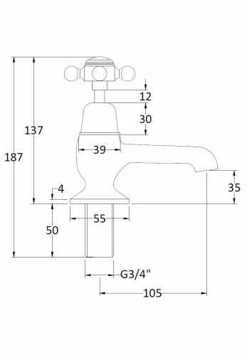 Bayswater Crosshead Dome Bath Pillar Taps - Black/Chrome | Traditional Style Taps 4 Bayswater Crosshead Dome Bath Pillar Taps - Black/Chrome | Traditional Style Taps - Image 2