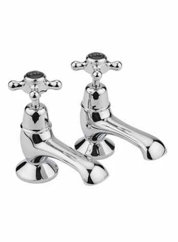 Bayswater Crosshead Dome Bath Pillar Taps - Black/Chrome | Traditional Style Taps 3 Bayswater Crosshead Dome Bath Pillar Taps - Black/Chrome | Traditional Style Taps