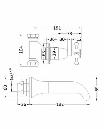 Bayswater 3 Hole Dome Bath Mixer Taps - Black/Chrome | Traditional Style Taps 4 Bayswater 3 Hole Dome Bath Mixer Taps - Black/Chrome | Traditional Style Taps - Image 2