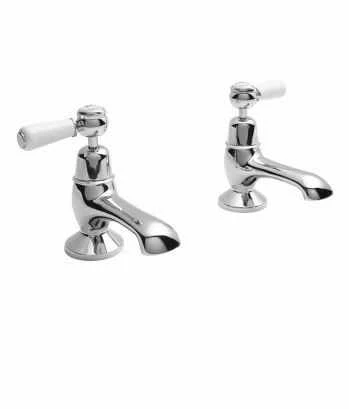 Bayswater Lever Dome Bath Pillar Taps - White/Chrome | Traditional Taps Collection 3 Bayswater Lever Dome Bath Pillar Taps - White/Chrome | Traditional Taps Collection