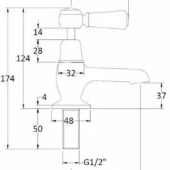 Bayswater Lever Dome Basin Pillar Taps - White/Chrome | Traditional Style Taps -Bathroom Sales Shop bayt341 tech 1