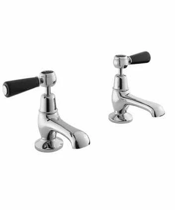 Bayswater Lever Dome Basin Pillar Taps - Black/Chrome | Modern Bathroom Taps 3 Bayswater Lever Dome Basin Pillar Taps - Black/Chrome | Modern Bathroom Taps
