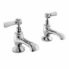 Bayswater Lever Hex Bath Pillar Taps - White/Chrome | Traditional Bathroom Taps -Bathroom Sales Shop bayt402
