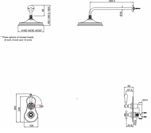 Burlington Severn Concealed Thermostatic Shower With Fixed Head - VF1S | Traditional Shower Valve 5 Burlington Severn Concealed Thermostatic Shower With Fixed Head - VF1S | Traditional Shower Valve - Image 3