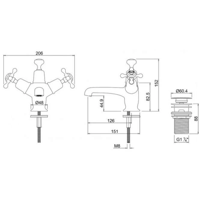 Burlington Claremont Traditional Monobloc Basin Tap with Inc Click Waste | Elegant & Durable Design 4 Burlington Claremont Traditional Monobloc Basin Tap with Inc Click Waste | Elegant & Durable Design - Image 2