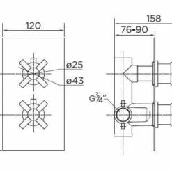 Niagara Carter Chrome Twin Concealed Shower Valve - Single Outlet | Premium Showering Solution -Bathroom Sales Shop carter concealed twin tech