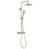 Supreme Brushed Brass Dual Head Bar Mixer Shower Rigid Riser Kit - Premium Showering Solution -Bathroom Sales Shop cool touch brass shower