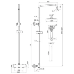 Supreme Brushed Brass Dual Head Bar Mixer Shower Rigid Riser Kit - Premium Showering Solution -Bathroom Sales Shop cool touch brass shower tech