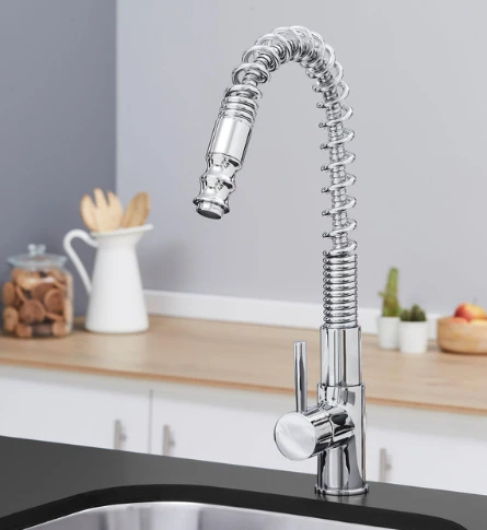 Durham Chrome Pull Out Spray Single Lever Spring Kitchen Sink Mixer Tap - Modern Design & Easy Installation 4 Durham Chrome Pull Out Spray Single Lever Spring Kitchen Sink Mixer Tap - Modern Design & Easy Installation - Image 2